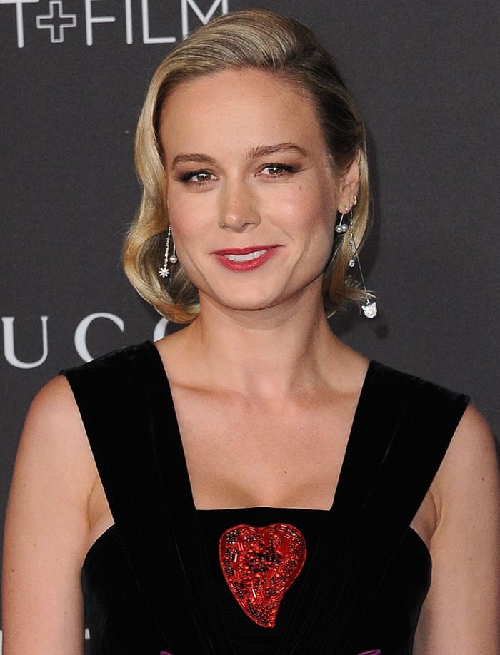 Brie Larson wears her hair in side-parted waves 