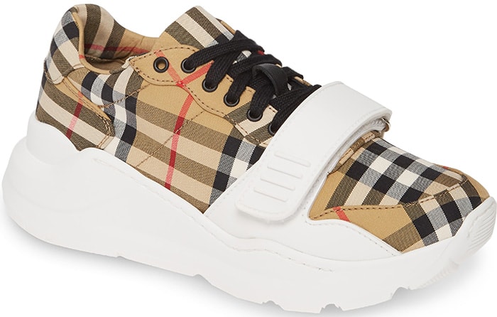 Burberry Beige Check ‘Regis’ Sneakers