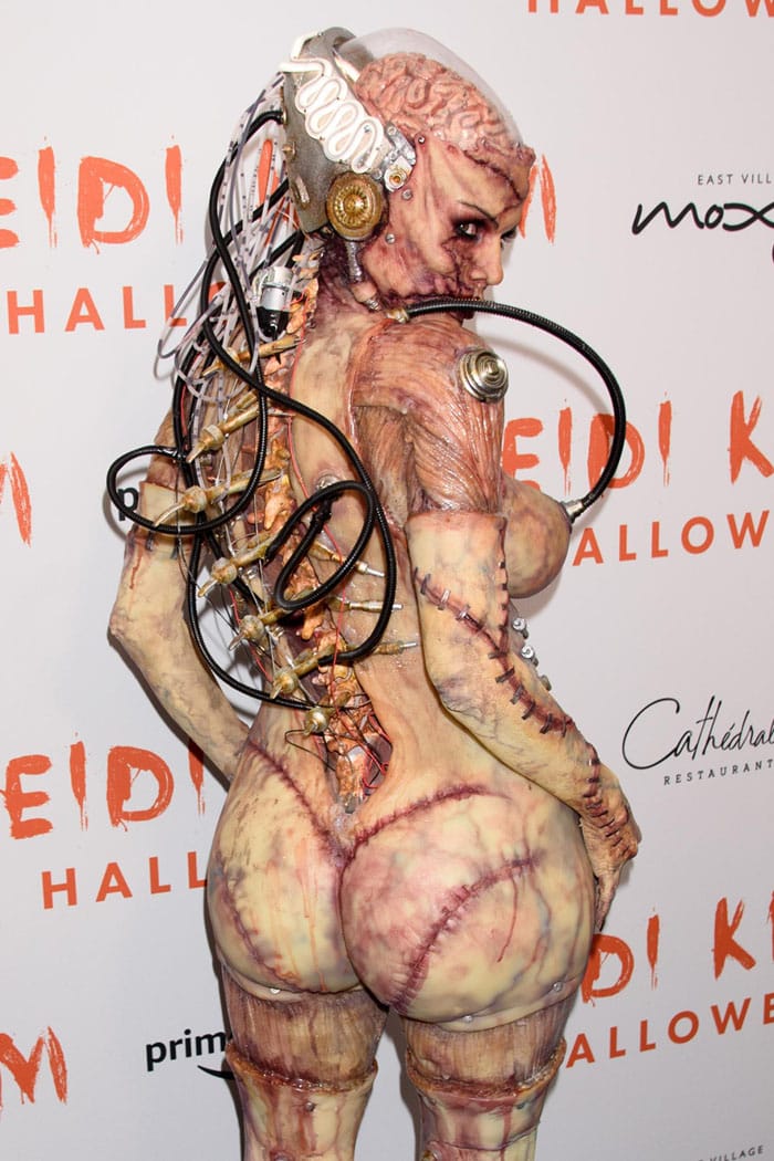 Heidi Klum dressed as an alien experiment gone wrong