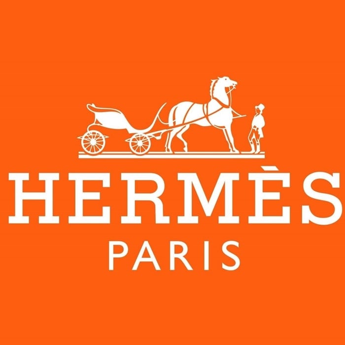 Introduced in the early 1950s, the iconic orange logo of Hermes features a Duc carriage attached to a horse