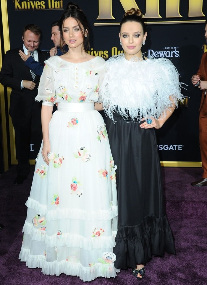 Katherine Langford and Ana de Armas at the Knives Out premiere