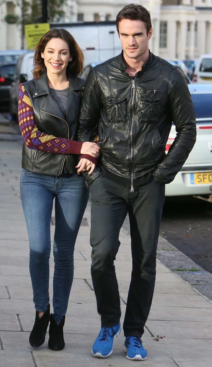 Kelly Brook out with boyfriend Thom Evans