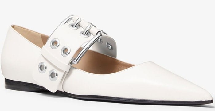 White Michael Kors Maude Mary Jane Flats