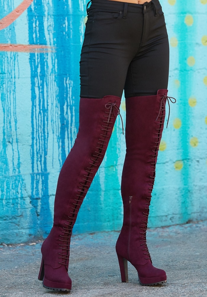Hiker booties are cute, but this thigh-high version is seriously sexy