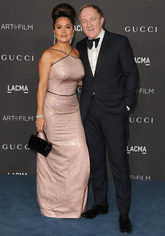 Salma Hayek poses with her husband Francois-Henri Pinault at the 2019 LACMA Art + Film Gala