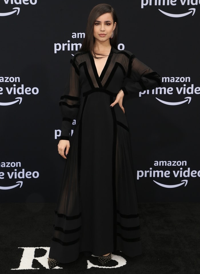 Sofia Carson looked stunning in a black Elie Saab dress