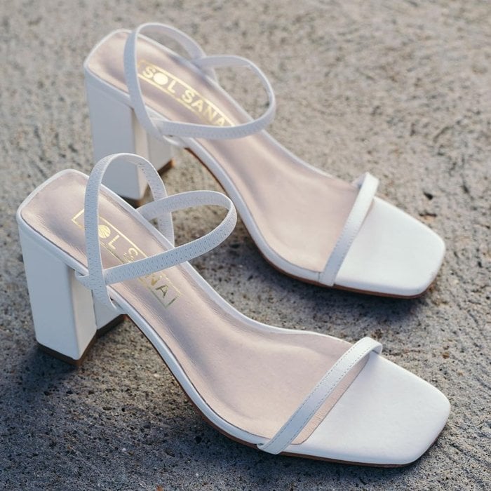 White Square Toe Lily Chunky Heels