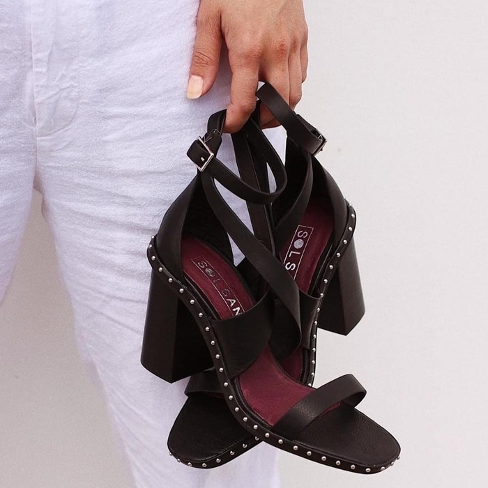 Black Studded Henrietta Heels