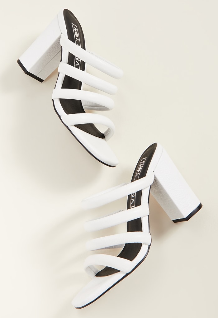 White Triple Strapped Judy Tubular Mules