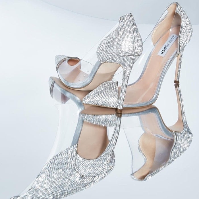 The Malibu pump crosses a towering stiletto heel with a transparent upper