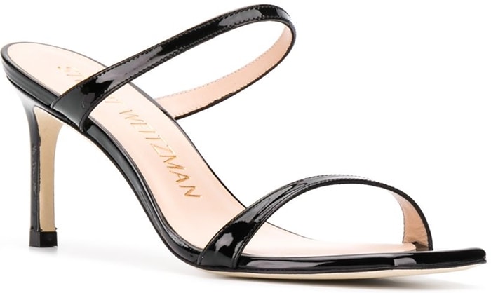 Stuart Weitzman's Aleena heeled sandals feature a slip-on open-toe silhouette