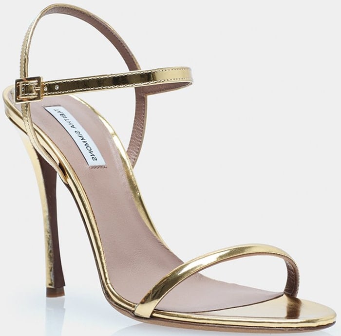 Eve sandals from Tabitha Simmons featuring an almond toe, a branded insole, a high stiletto heel and an ankle strap with a side buckle fastening