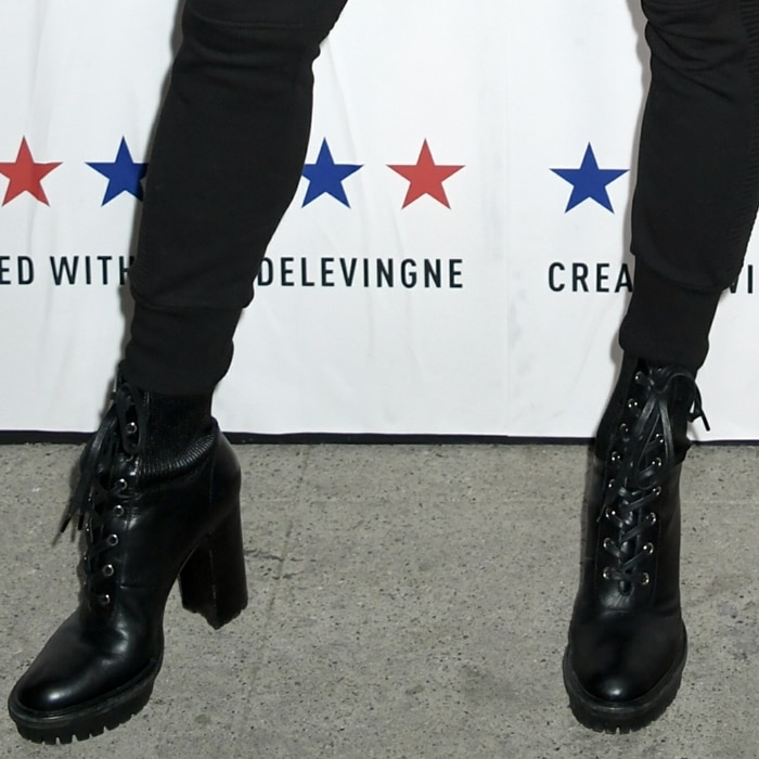 Alessandra Ambrosio in Martis 90 lace-up leather ankle boots from Gianvito Rossi