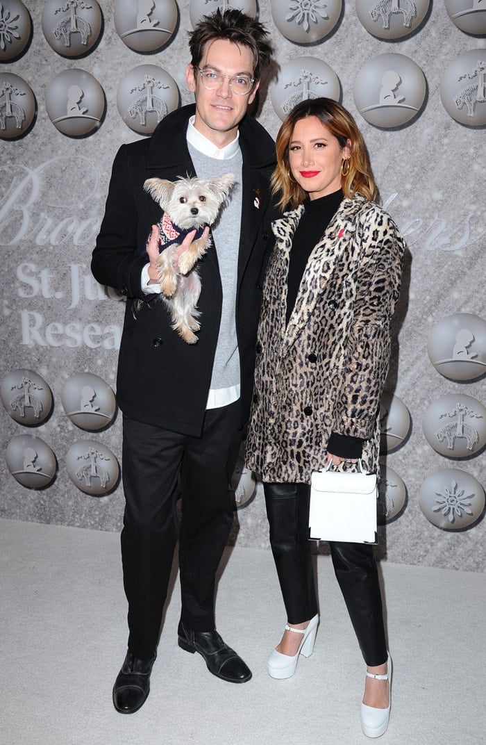 Ashley Tisdale with her husband Christopher French and their adopted dog Ziggy