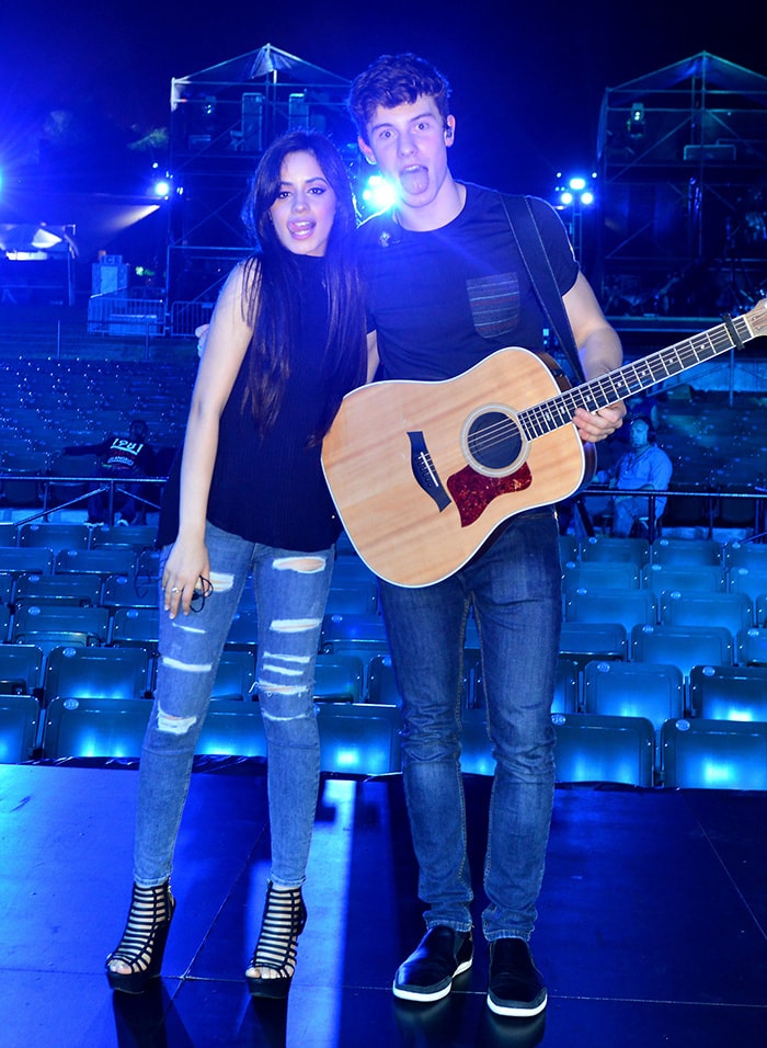 Camila Cabello and Shawn Mendes at Pitbull's New Year's Revolution Rehearsal at Bayfront Park in Miami on December 30, 2015