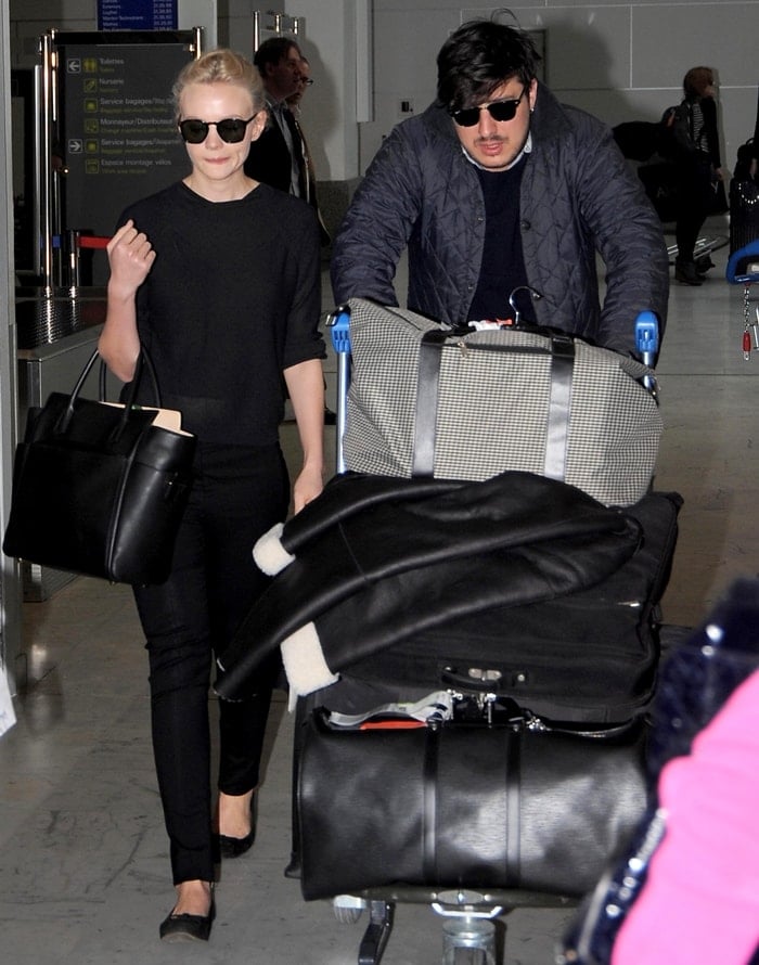 Carey Mulligan arrives with her husband Marcus Mumford at Nice airport ahead of the 66th Annual Cannes Film Festival