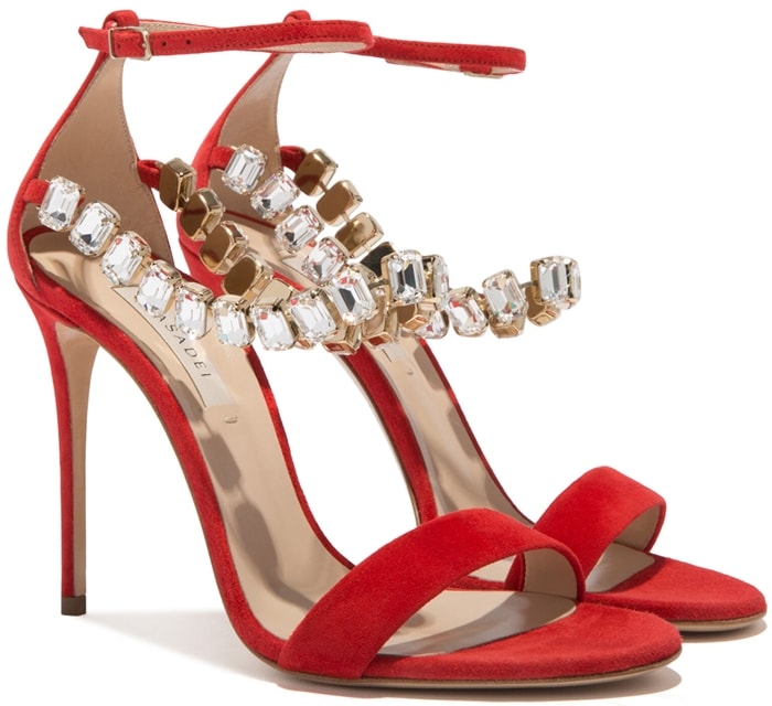 Julia Lily Rose Heels With Rectangular Crystal Stone Necklace