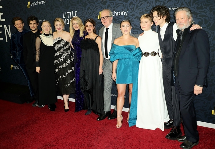 James Norton, Louis Garrel, Saoirse Ronan, Greta Gerwig, Laura Dern, Emma Watson, Tracy Letts, Florence Pugh, Eliza Scanlen, Timothee Chalamet, Chris Cooper at the premiere of Little Women