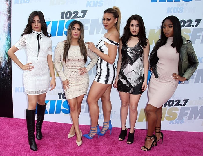 Former girl group Fifth Harmony, consisting of Camila Cabello, Ally Brooke, Dinah-Jane Hansen, Lauren Jauregui, and Normani Kordei at 102.7 KIIS FM's Wango Tango 2016 on May 14, 2016