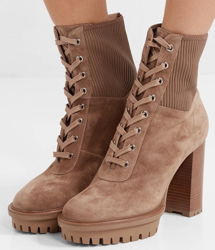 GIANVITO ROSSI Martis 90 lace-up leather-trimmed suede ankle boots
