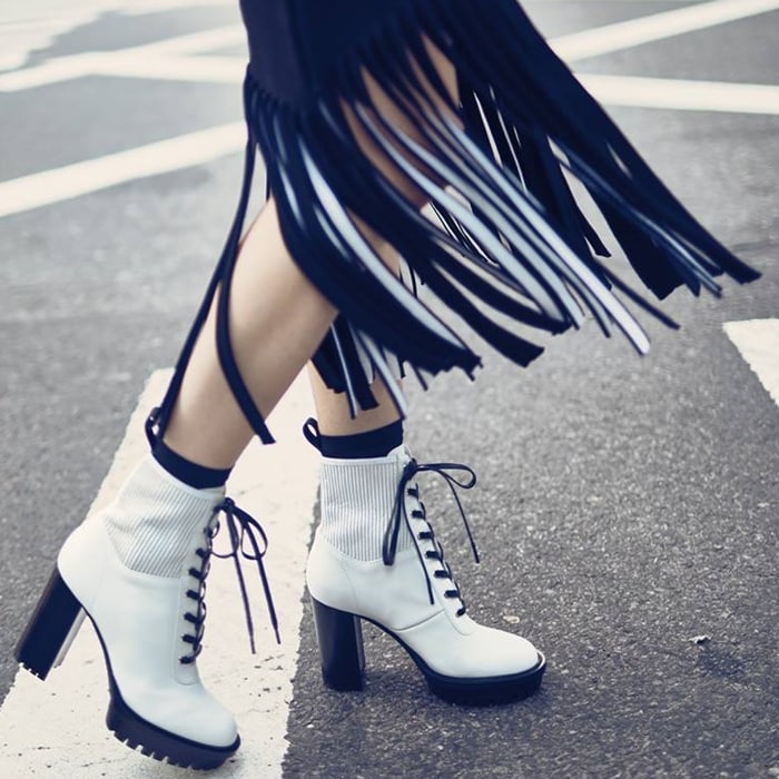 Martis black and white boot to own the streets