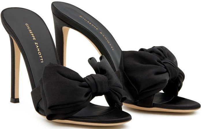 Giuseppe Zanotti Bow-Trimmed Silk Mules Color -Nero