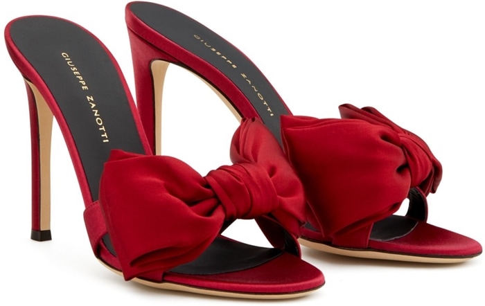 Red Hanna Bow-Trimmed Silk Mules