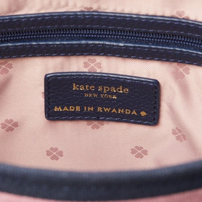 Authentic Kate Spade label on limited edition handbag made by a group of local artisans in Masoro, Rwanda