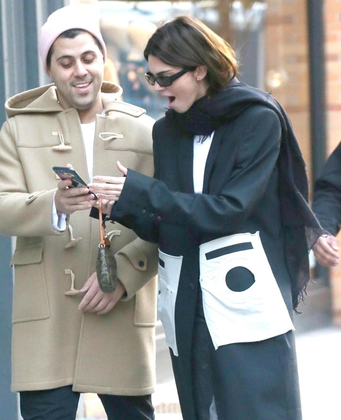 Kendall Jenner pretending to be shocked in New York City on November 20, 2019