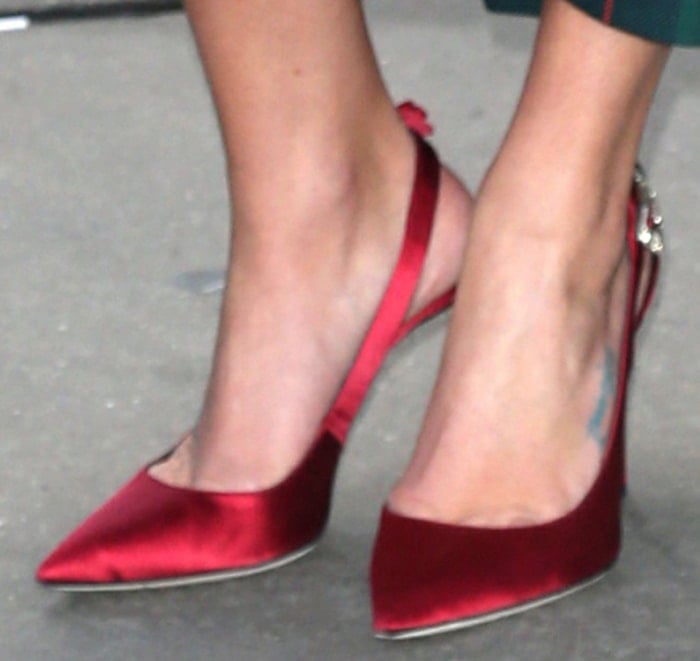 Lea Michele completes her festive look with Giuseppe Zanotti pumps