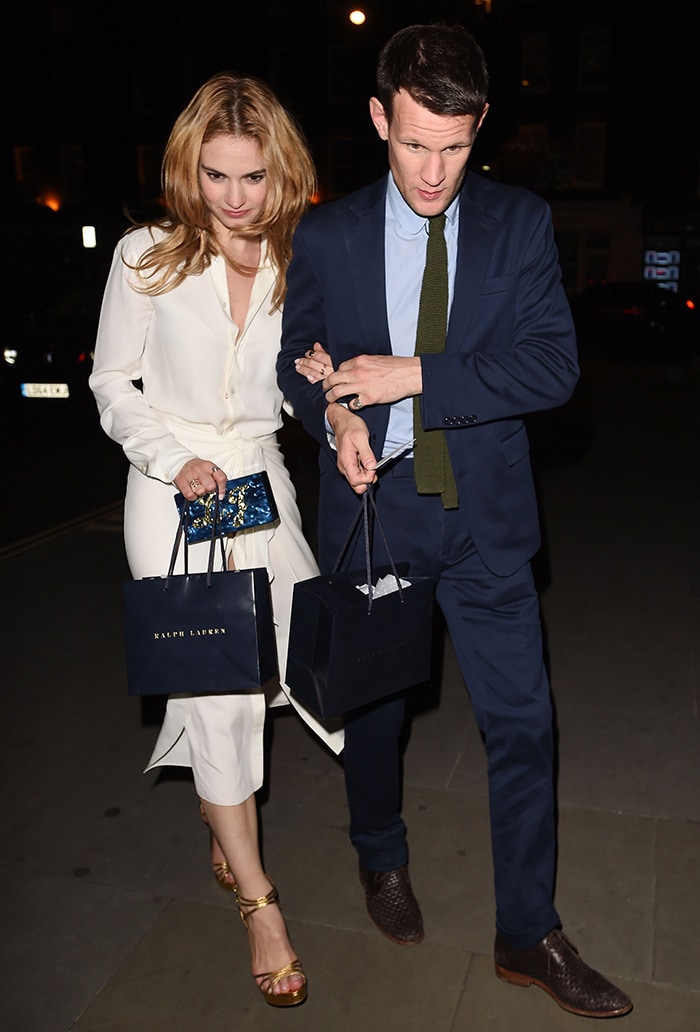 Lily James and Matt Smith at Chiltern Firehouse in London on June 22, 2015