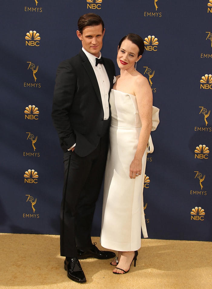 Matt Smith and Claire Foy at the 70th Primetime Emmy Awards in Los Angeles on September 17, 2018
