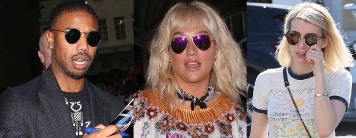 Michael B. Jordan, Kesha, and Emma Roberts wear Ray-Ban sunglasses