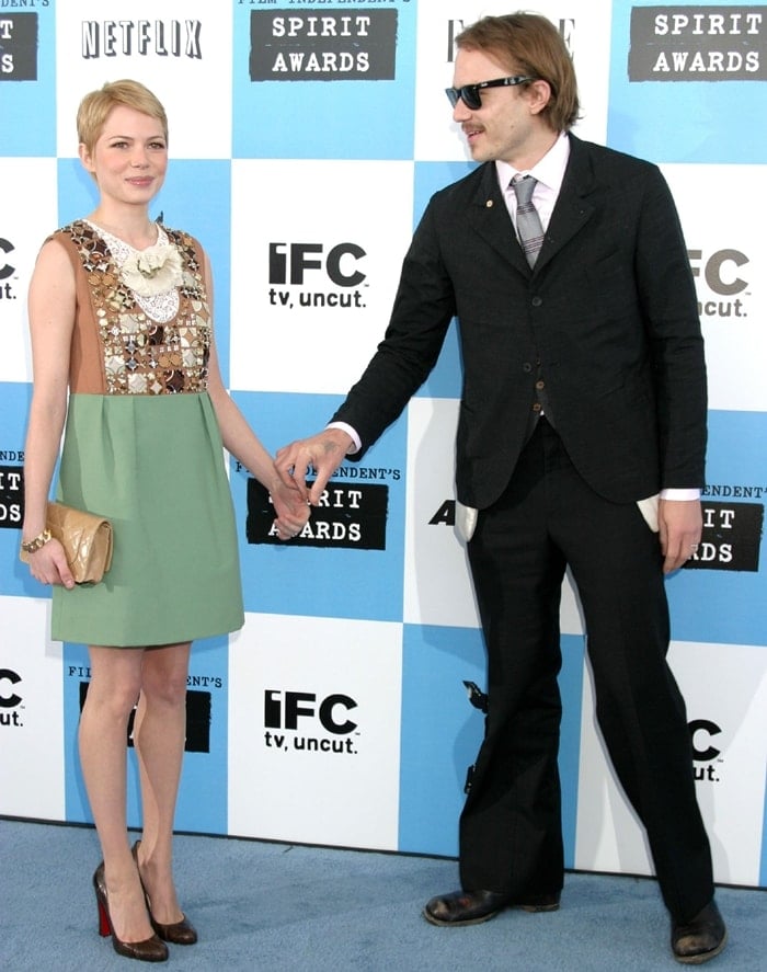 Michelle Williams and her boyfriend Heath Ledger arrive at the 22nd Annual Film Independent Spirit Awards