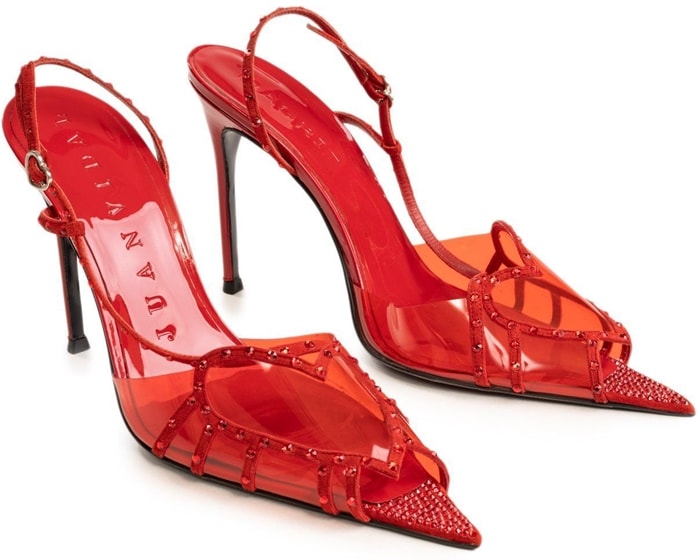 Red Juan Vidal PVC Heart Slingback Sandals