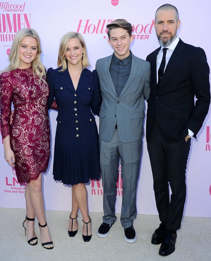 Reese Witherspoon with her husband Jim Toth and her kids Ava Phillippe and Deacon Phillippe at The Hollywood Reporter’s 2019 Women in Entertainment Gala