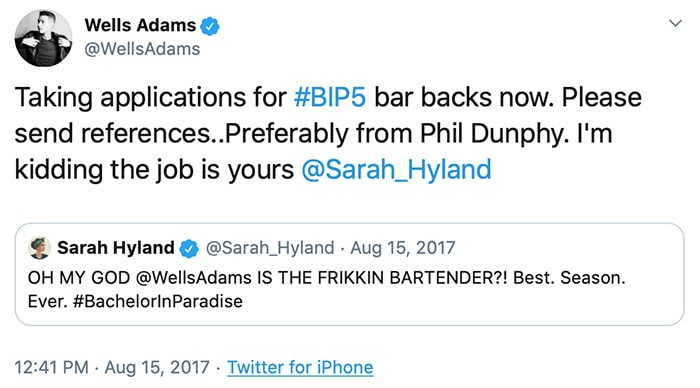 Wells Adams and Sarah Hyland began exchanging flirty tweets