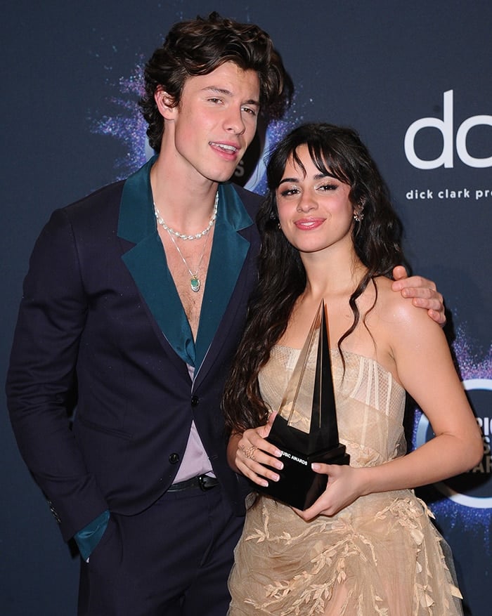 Shawn Mendes and Camila Cabello at the 2019 American Music Awards Press Room in Los Angeles on November 24, 2019