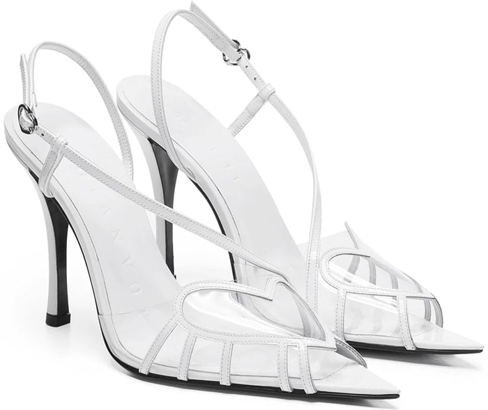 White Juan Vidal PVC Heart Slingback Sandals