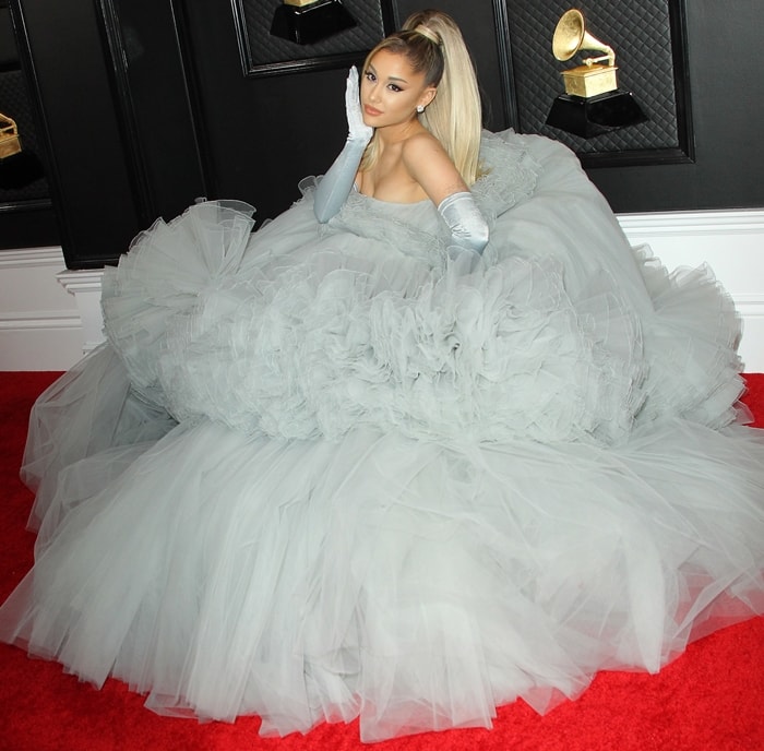 Ariana Grande wearing a custom Giambattista Valli dress