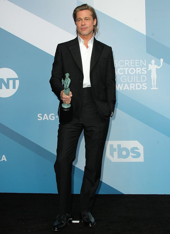 Brad Pitt took home Outstanding Performance by a Male Actor in a Supporting Role at the 26th Annual SAG Awards in Los Angeles on January 19, 2020