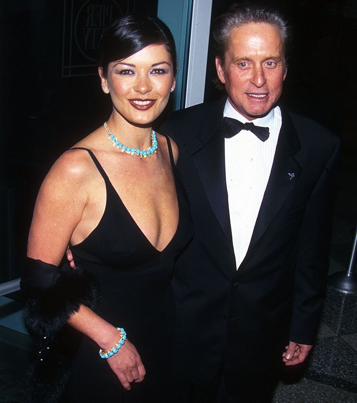 Catherine Zeta-Jones and Michael Douglas at the amfAR Seasons of Hope gala in New York City on November 30, 1999