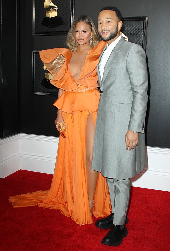 Chrissy Teigen and John Legend at the 62nd Annual Grammy Awards in Los Angeles on January 26, 2020