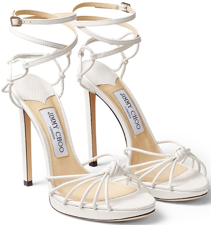 Crafted in Italy from latte mini lizard print leather, these LOVELLA/PF 120 sandals epitomise glamour