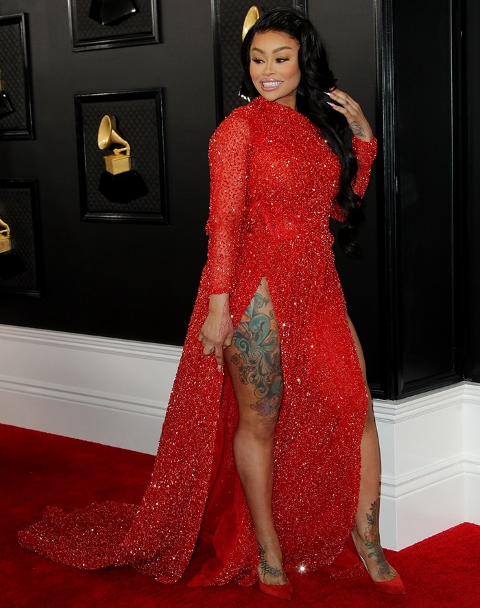 Blac Chyna sparkled in a red dress at the 2020 Grammys
