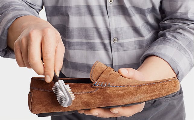 Nordstrom shows how to brush to restore the nap to your suede