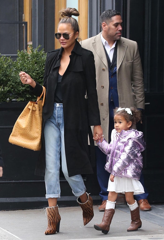 Chrissy Teigen and Luna out and about in New York City on February 20, 2020
