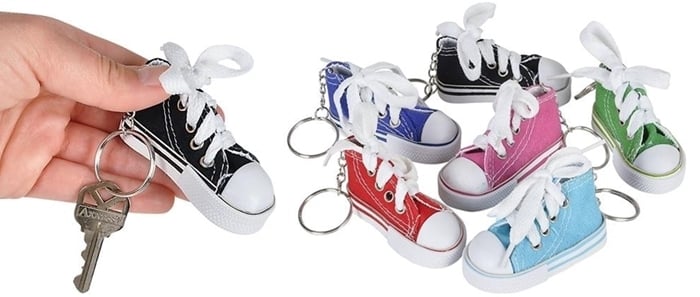 This keychain collection features high-top sneakers as the main attraction