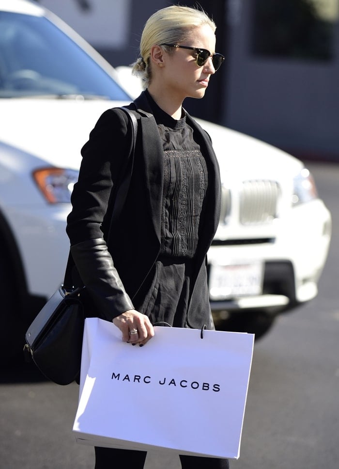 Dianna Agron leaves a Marc Jacobs store on Melrose Avenue in Los Angeles in October 2014
