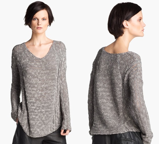 HELMUT Helmut Lang Caged Asymmetrical Hem Bouclé Sweater